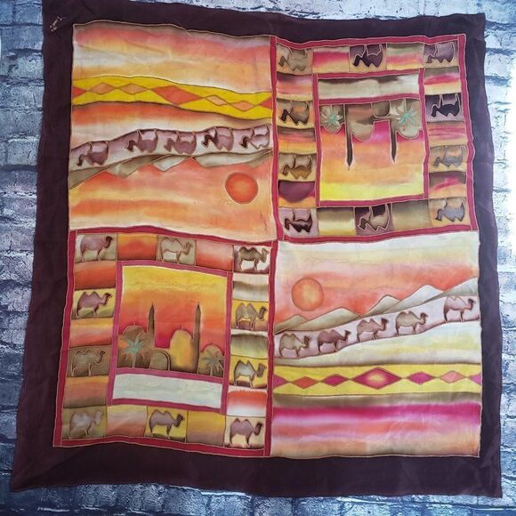 Arabian Nights Handpainted Scarf, 36" - Picture 1 of 7